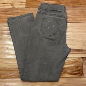 Chicos gray denim jeans with rhinestone detail